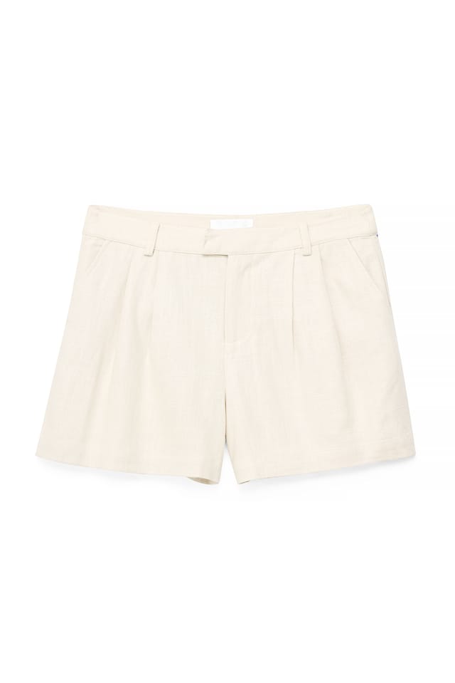 Beige Minishorts i linneblandning