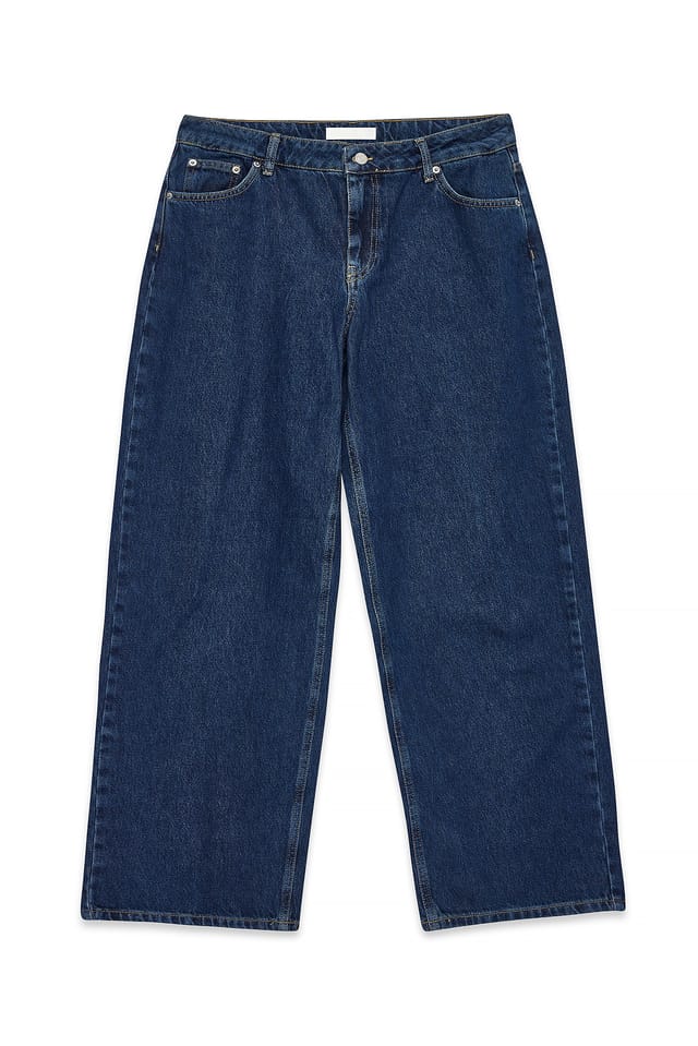 Dark Blue Loose Low Waist Long Jeans