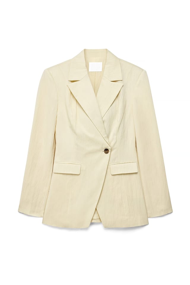 Light Yellow Fitted Lyocell Blend Blazer