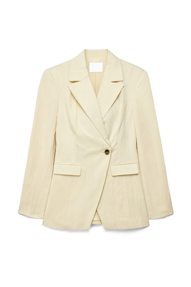 Light Yellow Fitted Lyocell Blend Blazer
