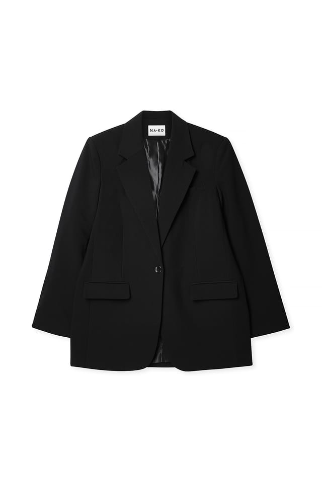 Black Oversize Maxi-Blazer mit einem Knopf