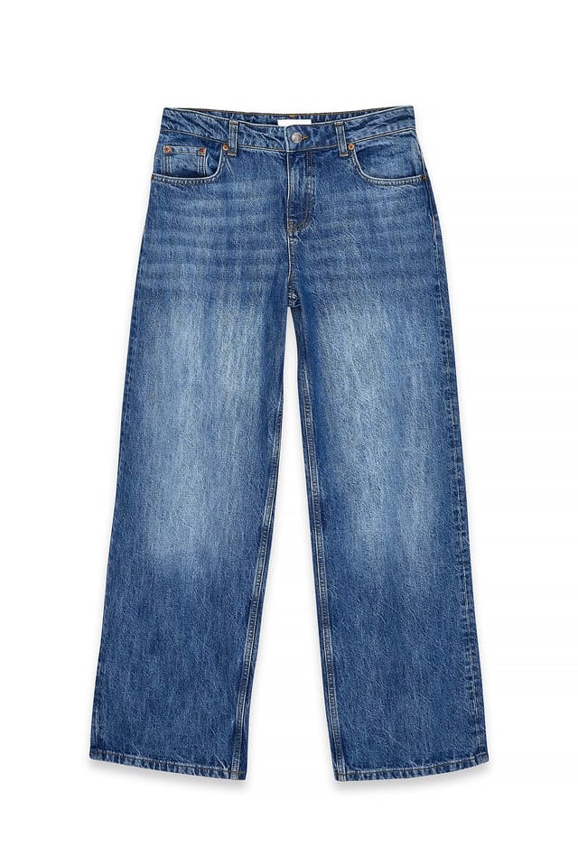 Mid Blue Baggy-Jeans mit mittlerer Taille