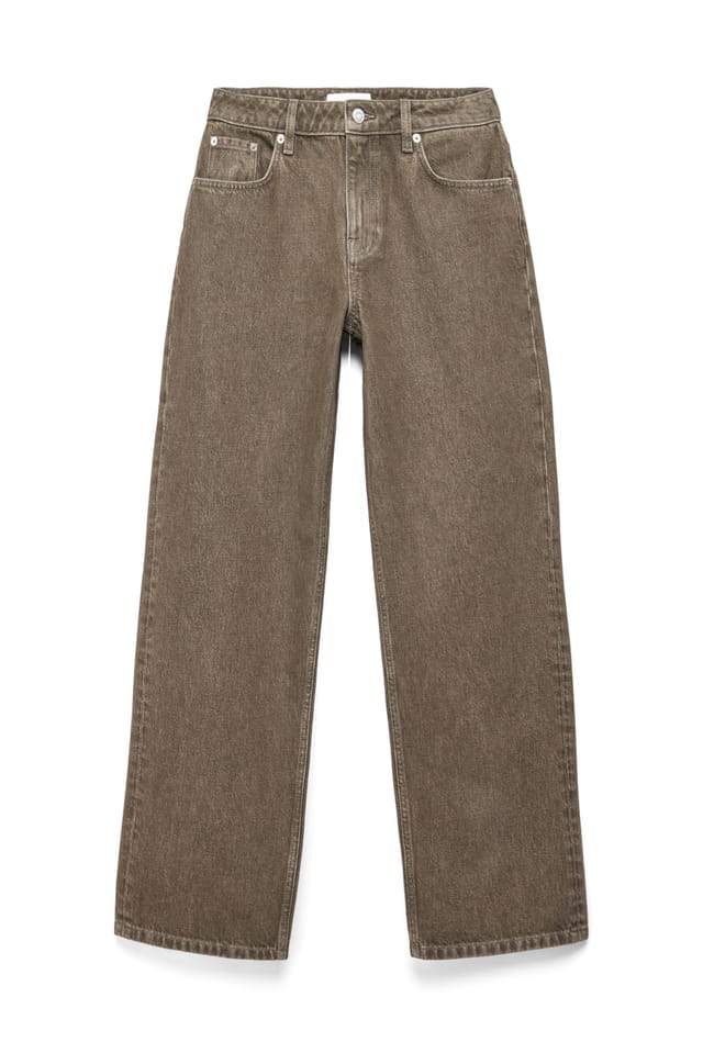 Washed Brown Baggy-Jeans mit mittlerer Taille