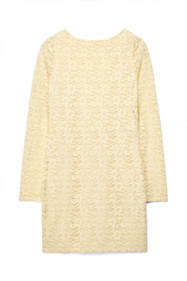 Light Yellow Miniklänning med öppen rygg