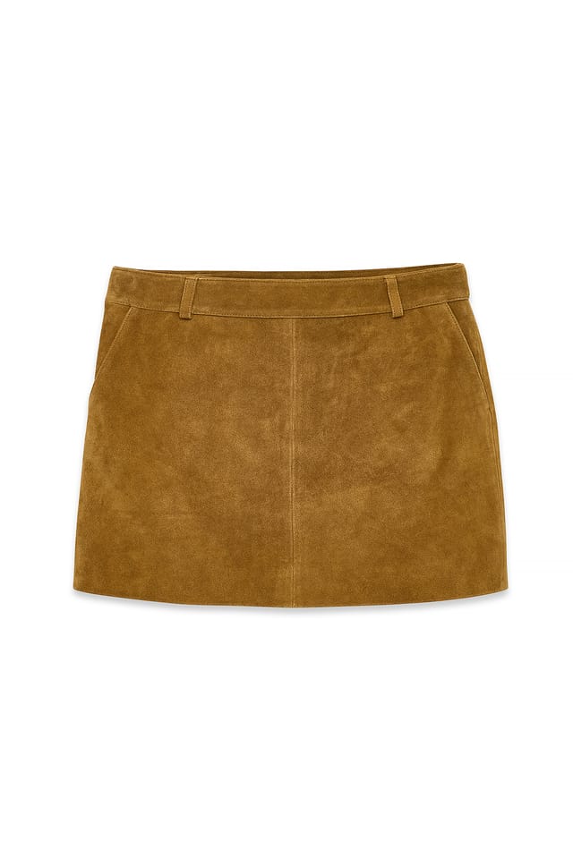 Medium Brown Minirok van suède