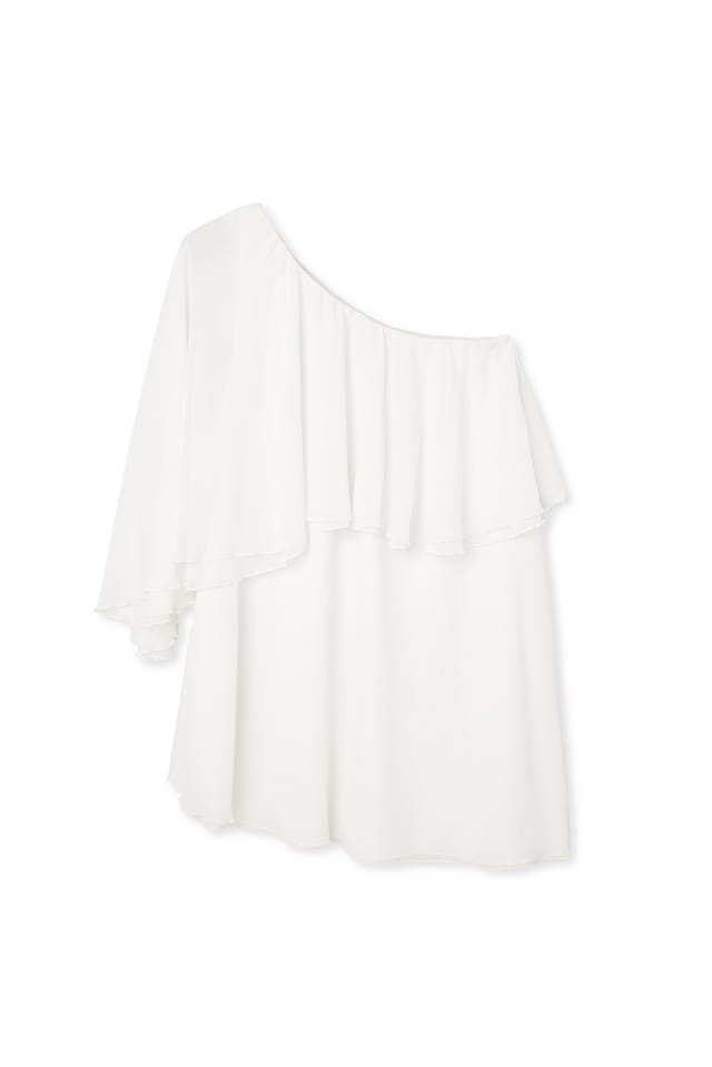 White One Shoulder Chiffon Asymmetric Mini Dress