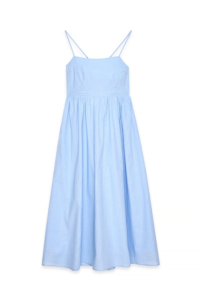 Light Blue Midikleid mit Rückenausschnitt und Schnürdetail