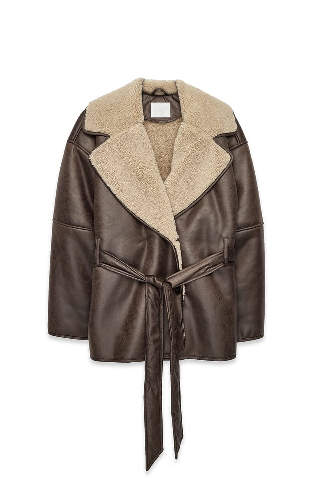 Brown Oversized bonded jack met riem