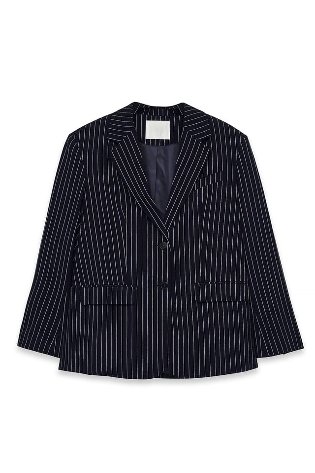Navy Stripe Oversized Blazer