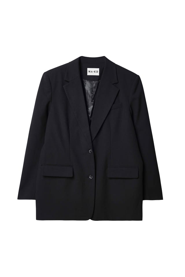 Black Oversize-Blazer aus Melange