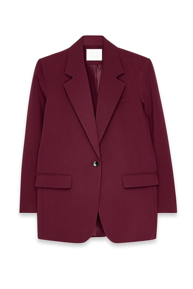 Deep Burgundy Oversized maxiblazer med en knapp