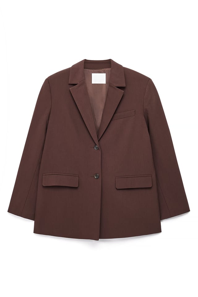 Brown Oversized Open Back Blazer