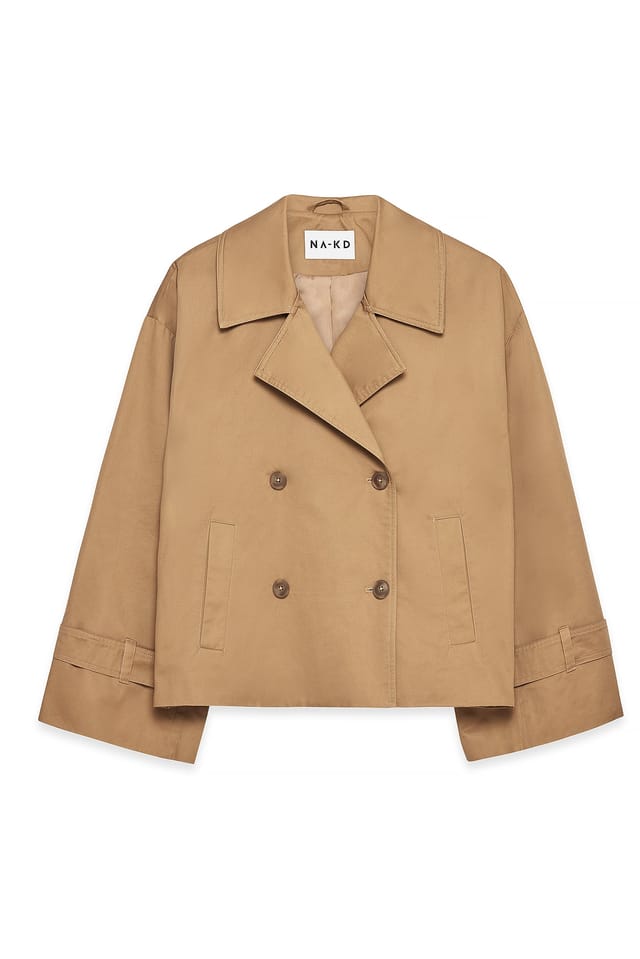 Beige Oversized kort trenchcoat