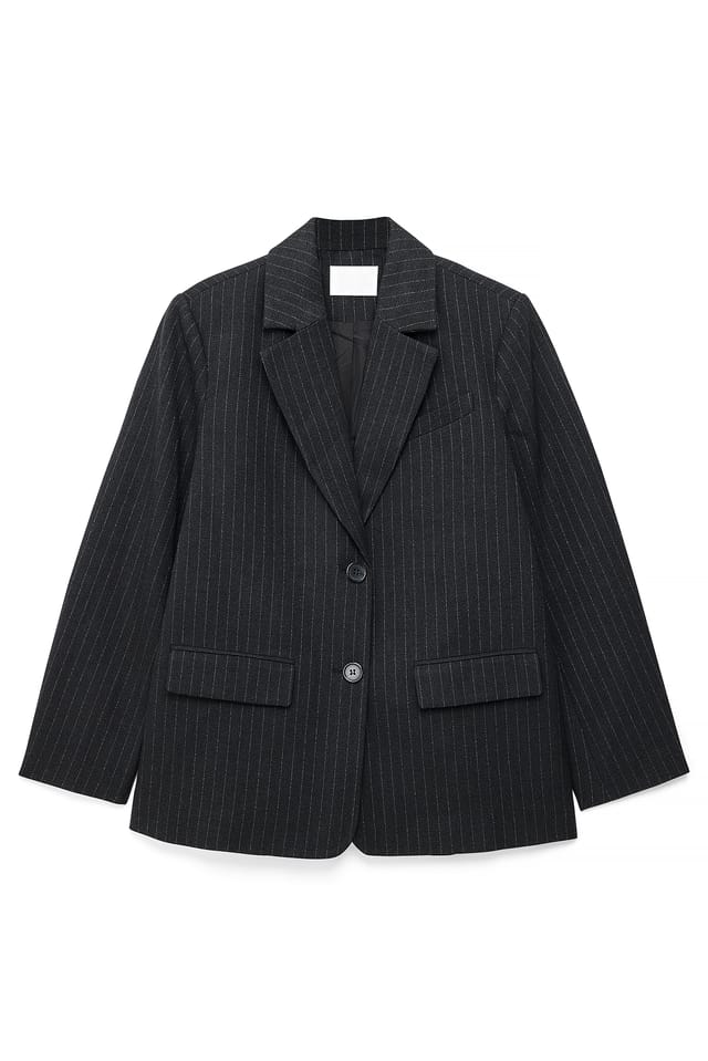 Grey Stripe Oversized strukturerad randig blazer