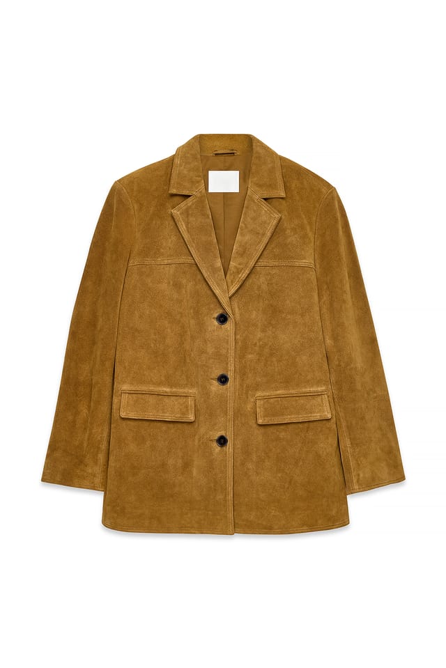 Medium Brown Oversized Suede Blazer