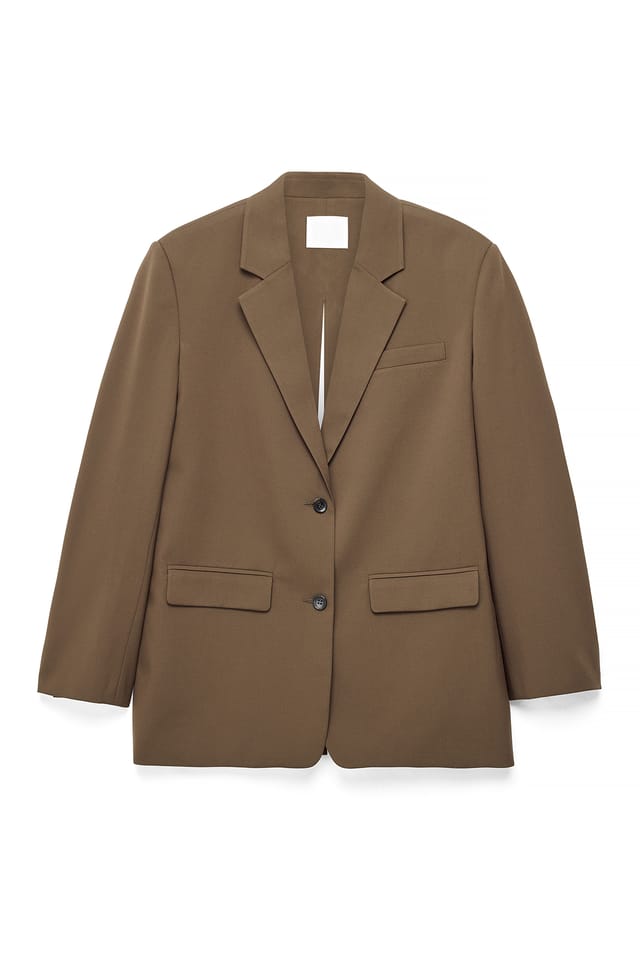 Light Brown Oversize-Blazer mit offenem Rücken