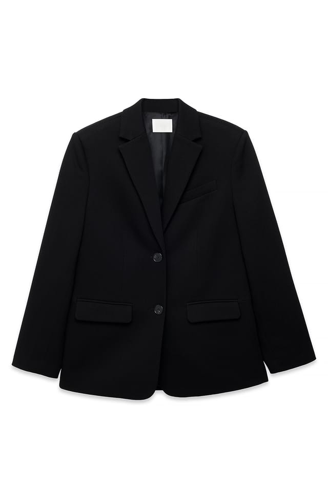 Black Oversized Twill Blazer