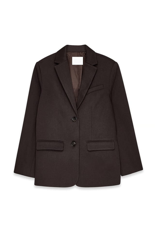 Brown Oversized Twill Blazer