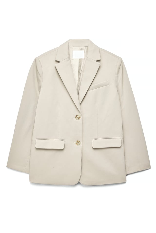 Sand Oversized Twill Blazer