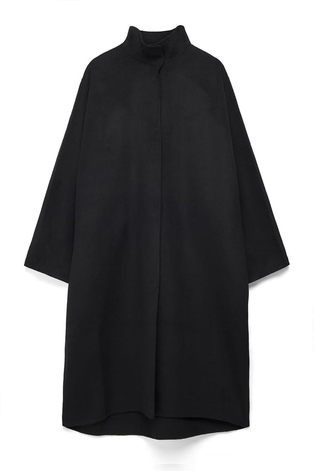 Black Oversized Wool Blend Coat