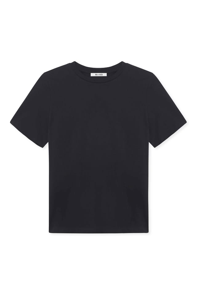 Black T-shirt i bomull med rund hals