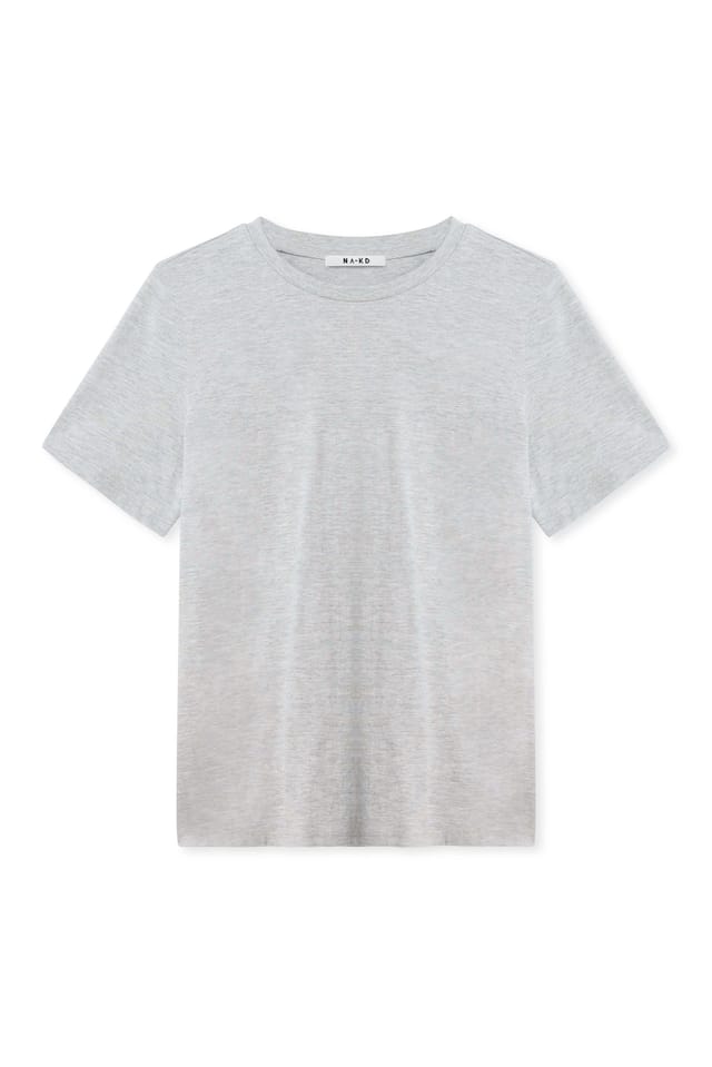 Grey Melange T-shirt i bomull med rund hals
