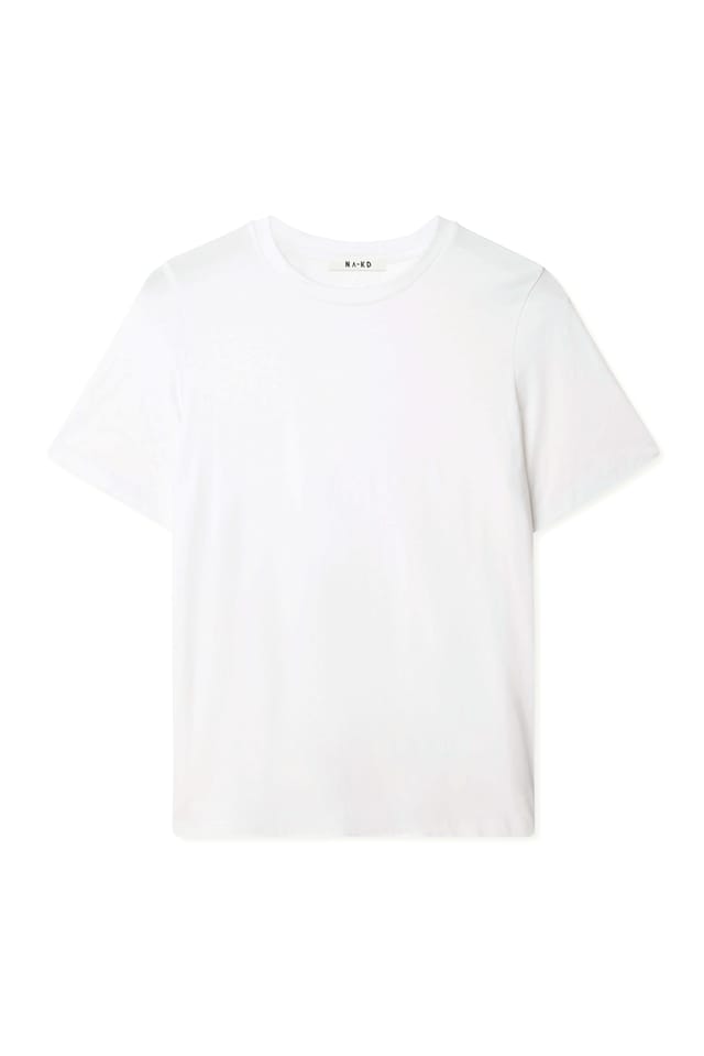 White T-shirt i bomull med rund hals