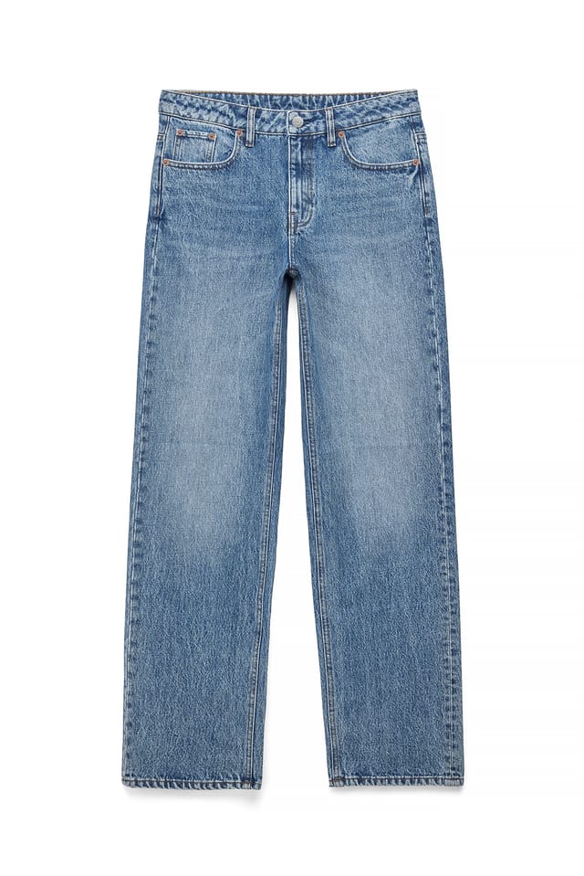 Light Blue Route Mid Waist Straight Jeans