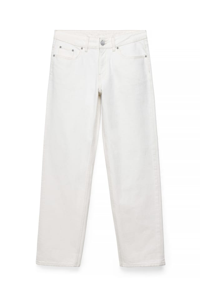 White Route Mid Waist Straight Jeans