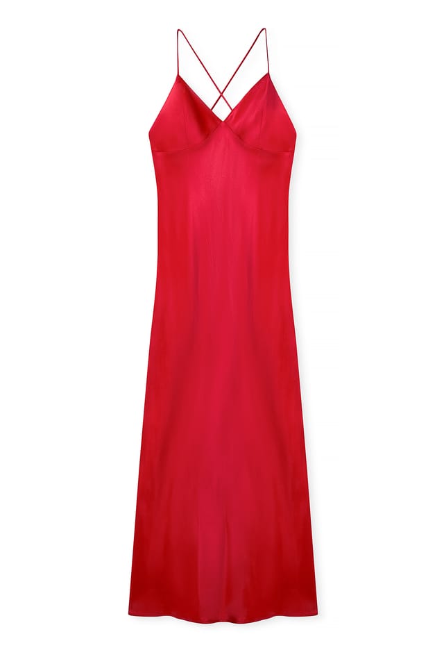 Red Slipdress aus Satin