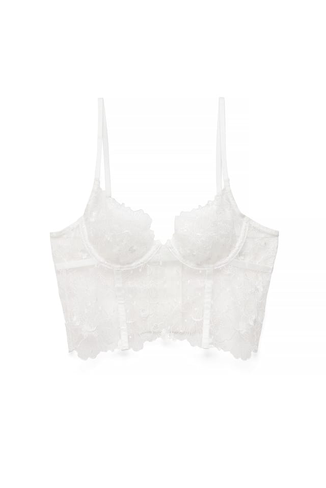 White Korsett med paljetter och broderier