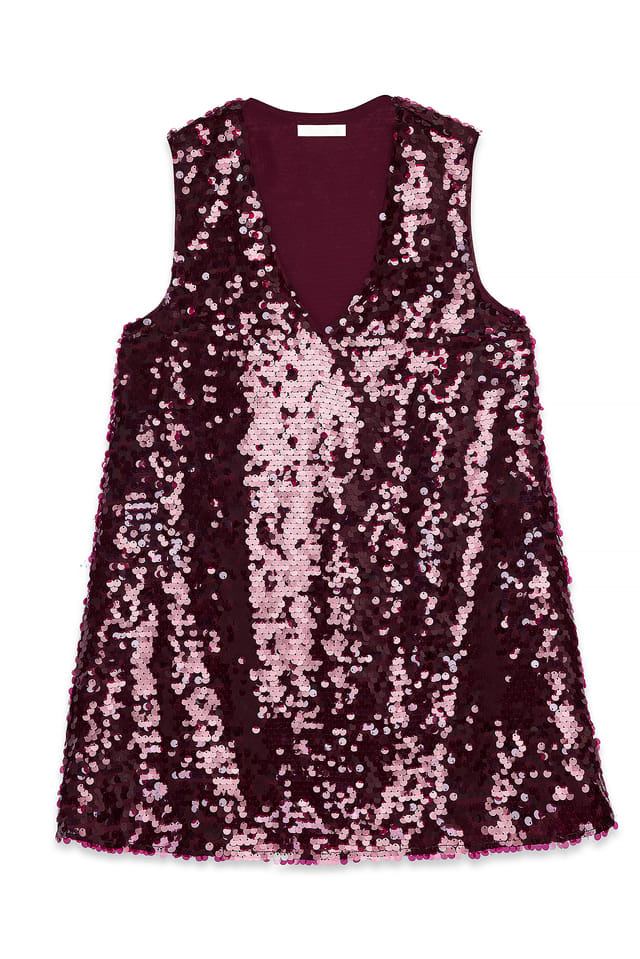Burgundy A-Linien-Minikleid mit Pailletten