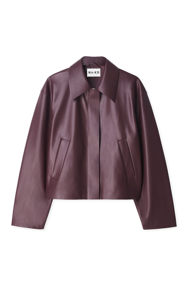 Burgundy Bomber court en similicuir