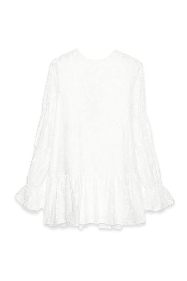 White Sleeve Detail Deep Back Dress