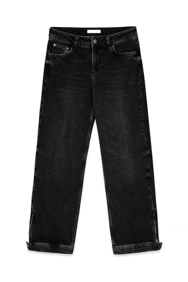 Dark Grey Slit Detail Denim