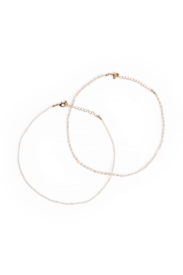 White Small Double Pearl Necklaces