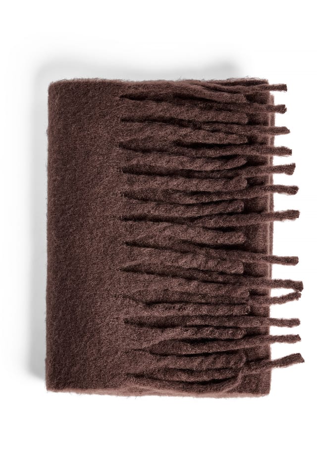 Dark Brown Soft Braided Tassle Scarf