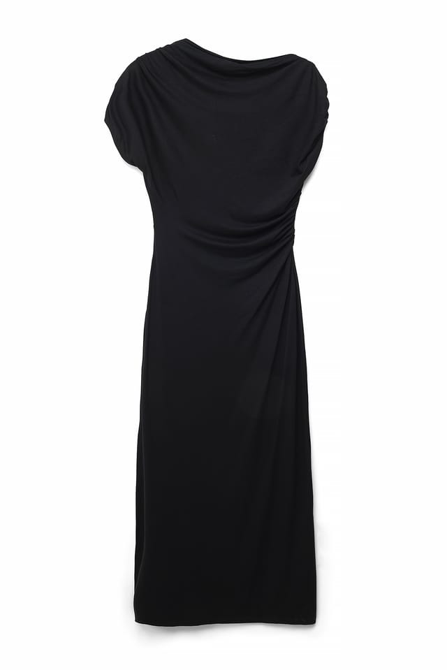 Black Soft Line drapiertes Maxikleid