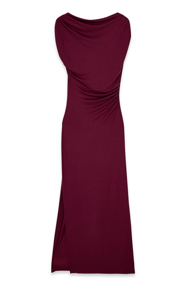 Burgundy Soft Line draperad maxiklänning