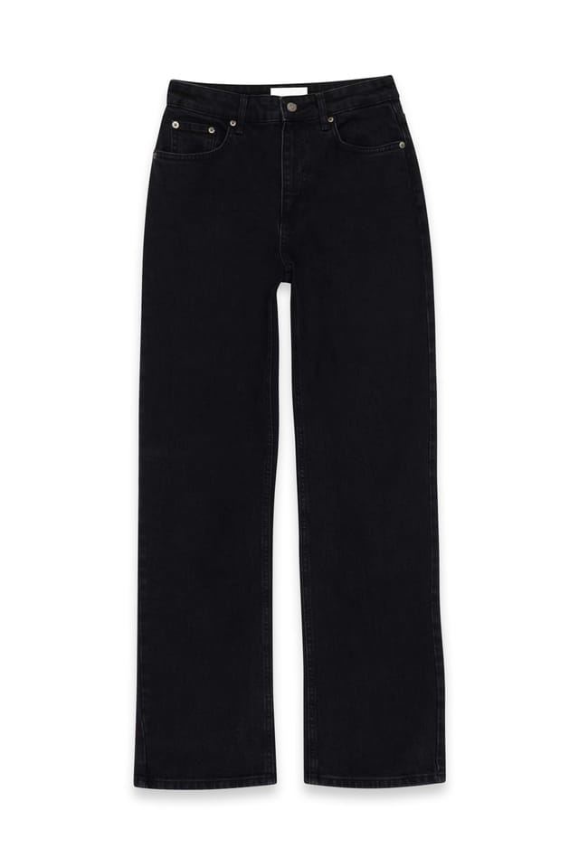 Washed Black Gerade geschnittene Jeans mit hoher Taille