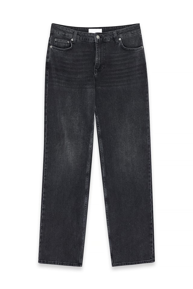 Grey Straight Low Waist Jeans