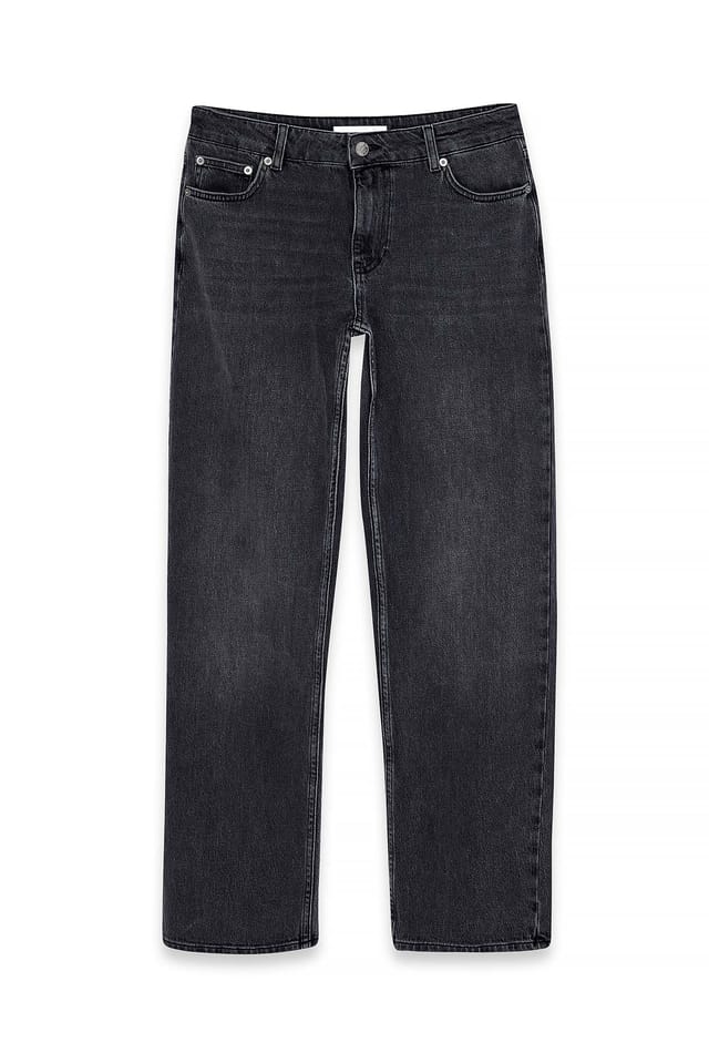 Dark Grey Raka jeans med låg midja