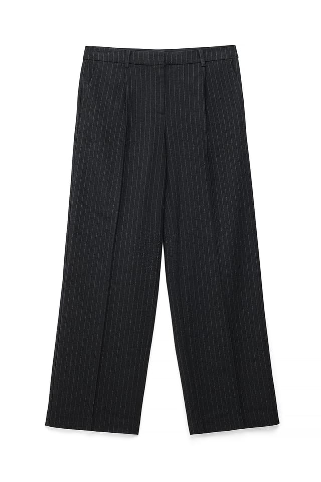 Grey Stripe Strukturierte, gestreifte Anzughose mit niedriger Taille