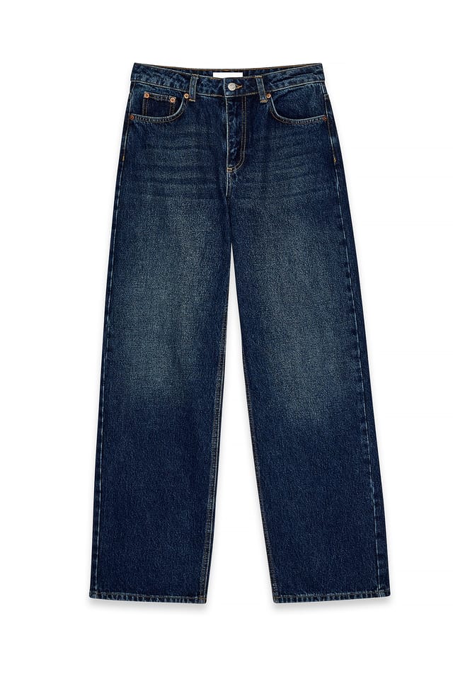 Dark Blue Gerade geschnittene Jeans mit mittlerer Taille