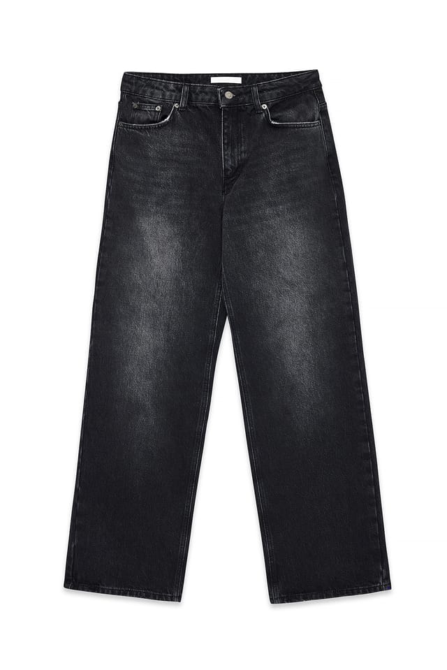 Dark Grey Raka jeans med medelhög midja