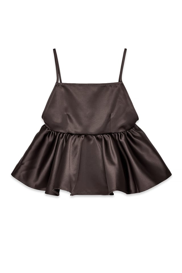 Brown Träger-Peplum-Top mit offenem Rücken