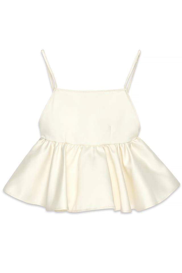 Cream Träger-Peplum-Top mit offenem Rücken