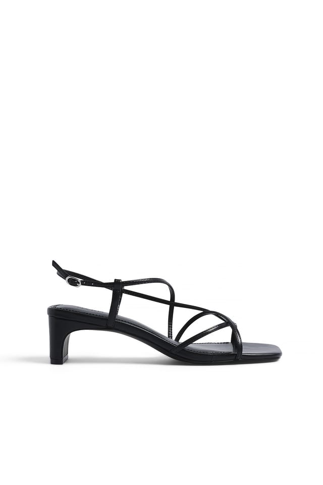 Black Strappy Block Heels