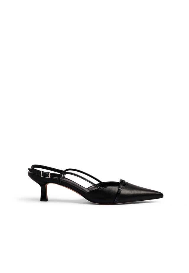 Black Strappy Slingback Pumps
