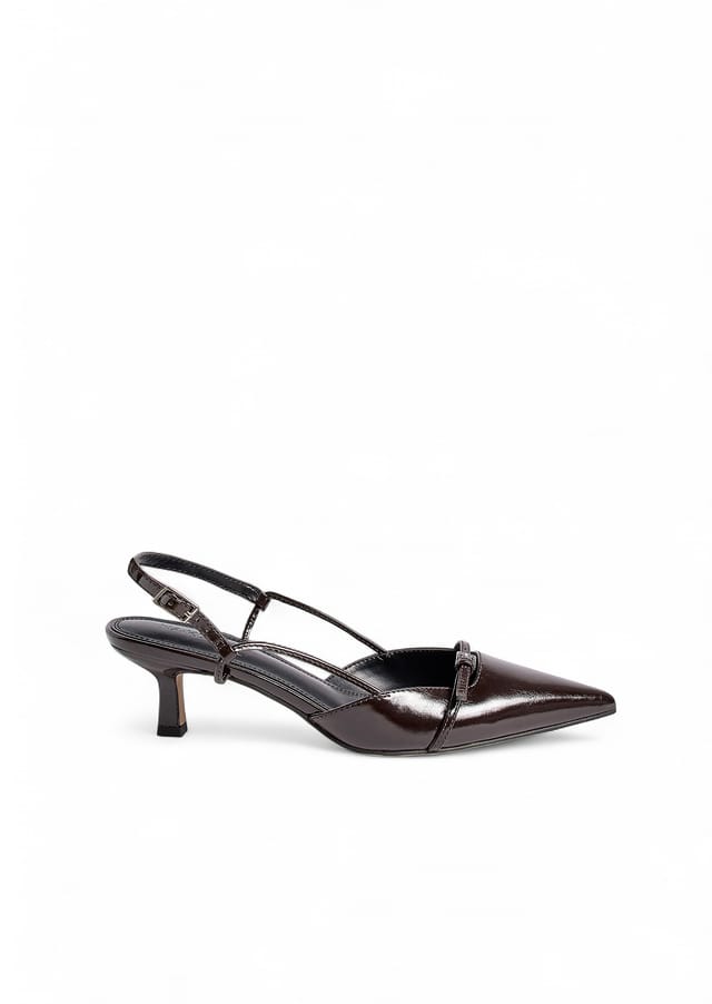 Brown Strappy Slingback Pumps